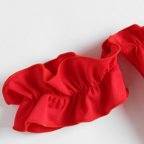 SOLD!!!!,✨Frilled Hem Off Shoulder Thong Bikini✨ - Picture 3 of 5